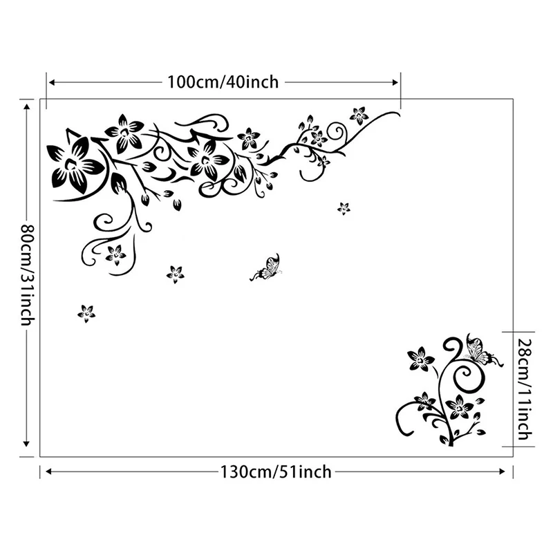 Настенная Наклейка для домашнего декора обои сделай сам черные цветы бабочки