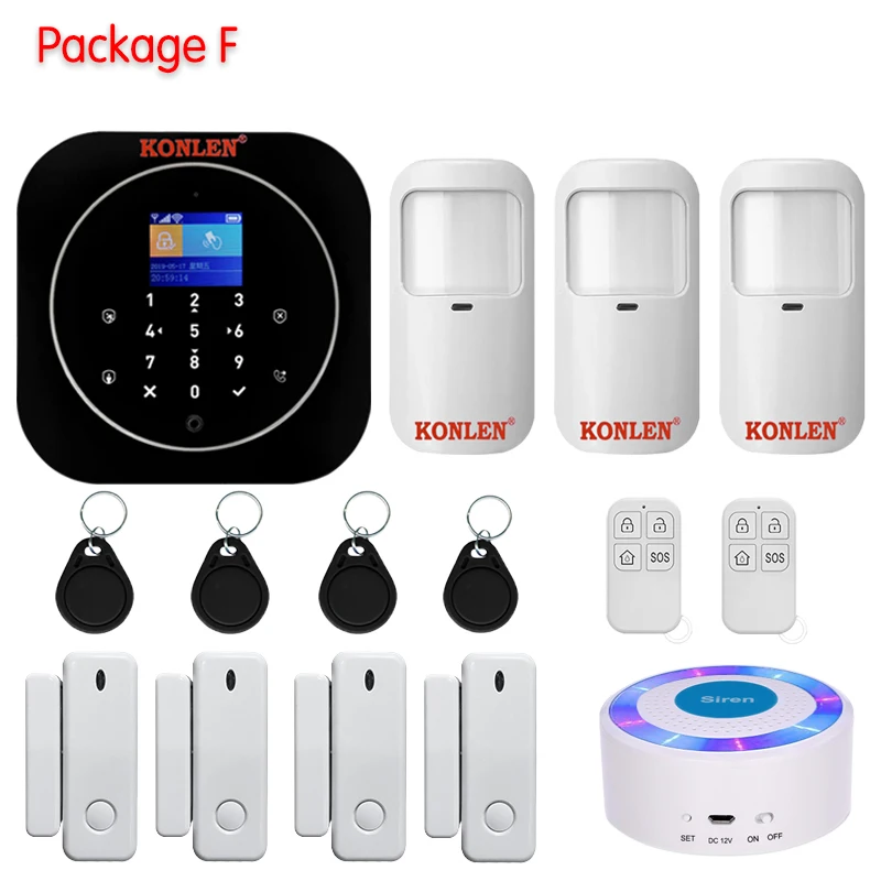 Wifi Tuya Smart GSM домашняя сигнализация комплект беспроводной домашней безопасности с ip-камерой оповещение о взломе приложение управление Google Home Alexa - Цвет: Package F