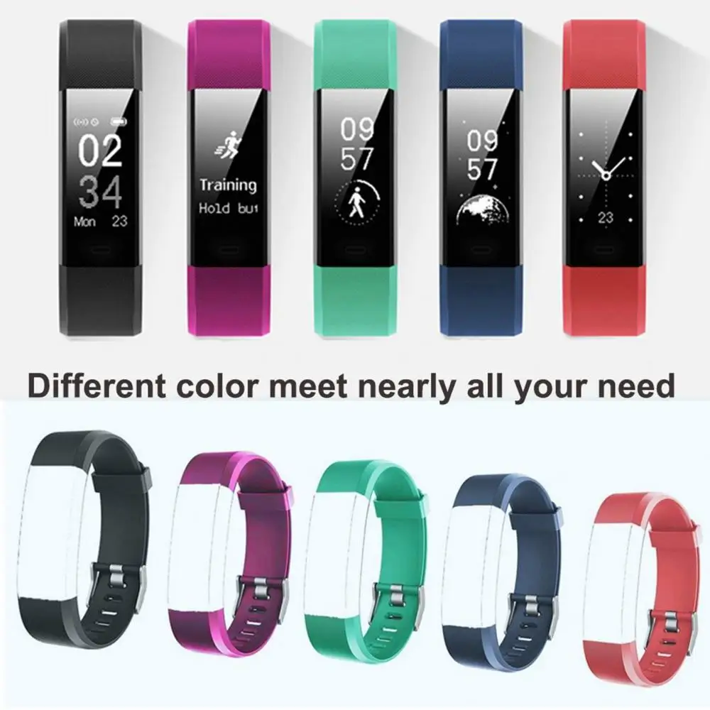 

ID115 Plus/ID115HR Plus Wrist Band Strap Red Black Blue Purple Green Replacement Silicone Watchband Smart Watch Bracelet