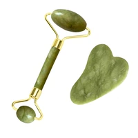 double green jade roller facial roller face massager slimming face lift massager quartz stone neck massage tool