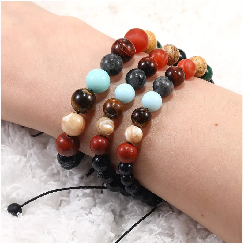 Pulsera de Sistema Solar hechos a mano nuevos pulseras cuentas piedra natural del Universe galaxia los взрослые | Украшения и