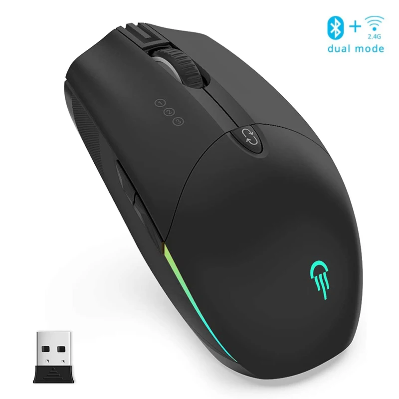 

SeenDa 2.4G+Bluetooth-compita Rechargeable Mouse with Adjustable DPI 2400 RGB Gaming Wireless Mouse Silent Click Optical Mice