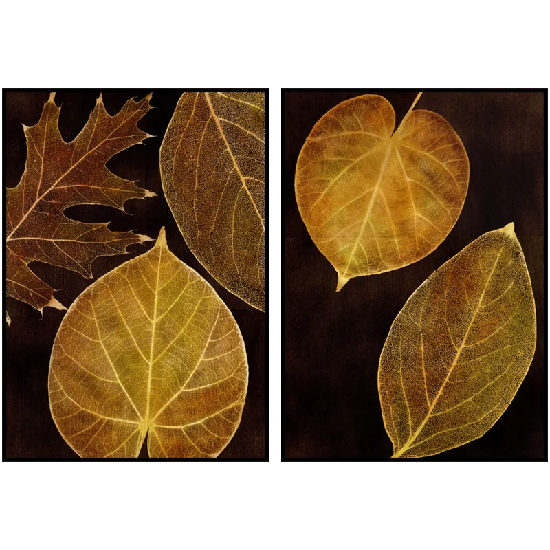 

NordicModernStyle Dark Yellow Leaves Canvas Painting Minimalism Posters And Prints Wall Pictures For Living Room Decoration
