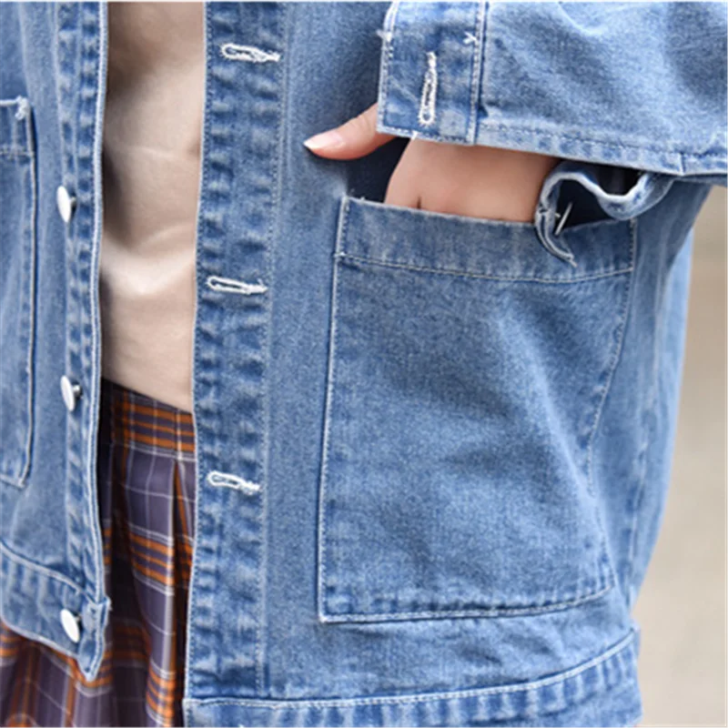 

Harajuku Denim Jacket Women 2021Autumn Fashion Candy Colors Cartoon Embroidery Jeans Jacket Loose Casual Sweet Female Short Coat