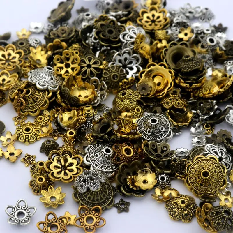 150 шт. Смешанные тибетские золотые серебряные цветные металлические свободные