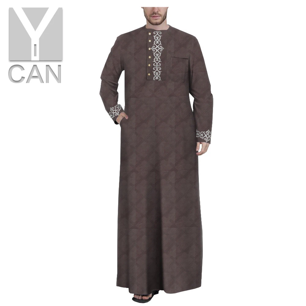 Y-CAN Muslim Fashion  Men s Jubba Thobe Tailor Made Texture Men s Single Breasted Loose Casual Style Jubba Thobe Y201010