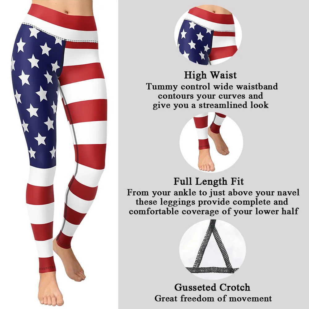 

Леггинсы Gossina для фитнеса, патриотические спортивные штаны, женская одежда, спортивная одежда с американским флагом, повседневные джеггинс...