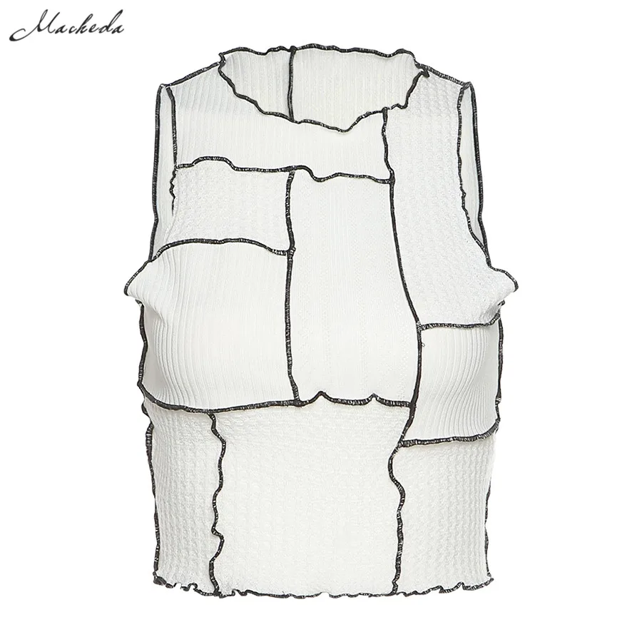 

Spring White Fashion Tank Top Women O Neck Sleeveless Clothing Elegant Lady Casual Street Cropped Top 2021 New