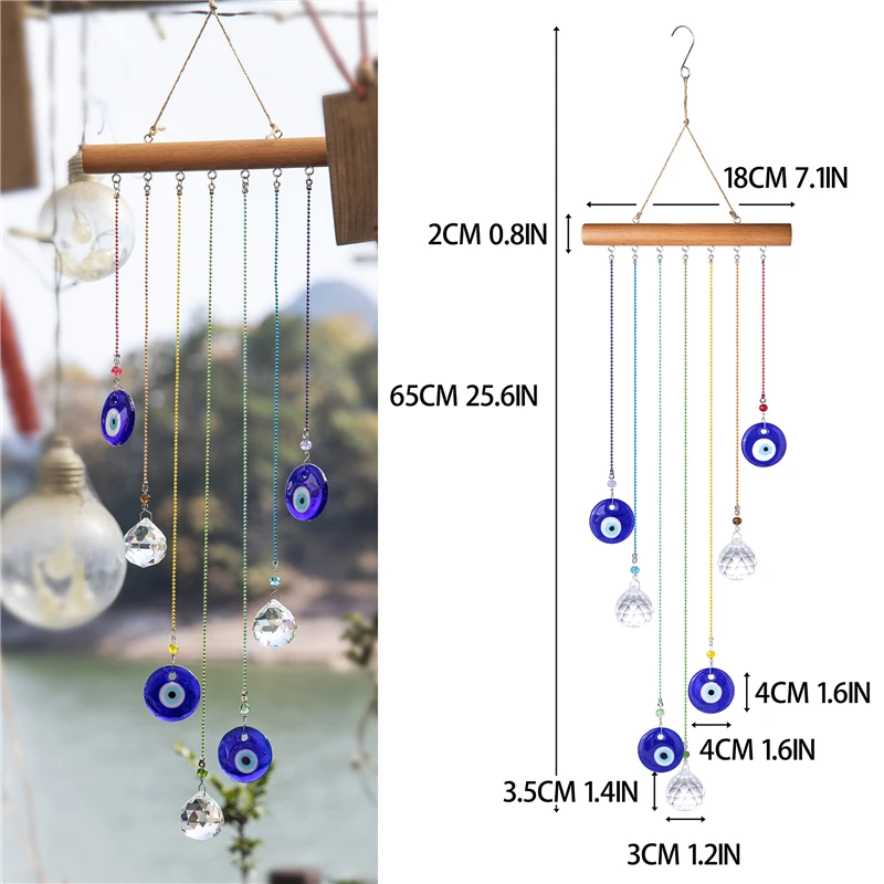 H &amp D энергия чакры хрустальный шар Suncatcher турецкий синий сглаза ветер