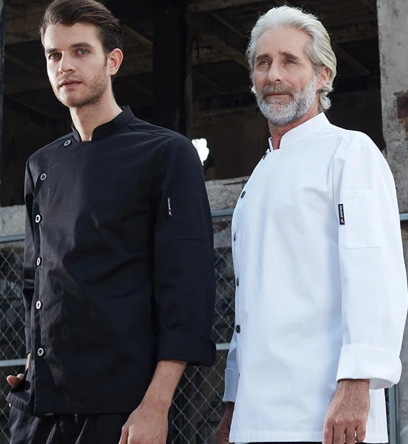 

New Men Restaurant Chef Jacket Cook Suit Kitchen Chef uniform Cook Clothes Long Sleeve Cook Work Wear Breathable Comfortable