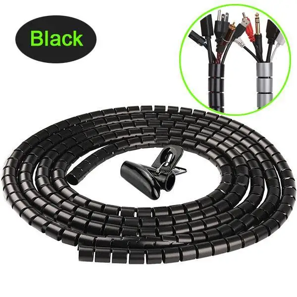 

1 Pcs 2m Flexible Spiral Cable Organizer Storage Pipe Cord Protector Management Cable Winder Desk Tidy Cable Accessories