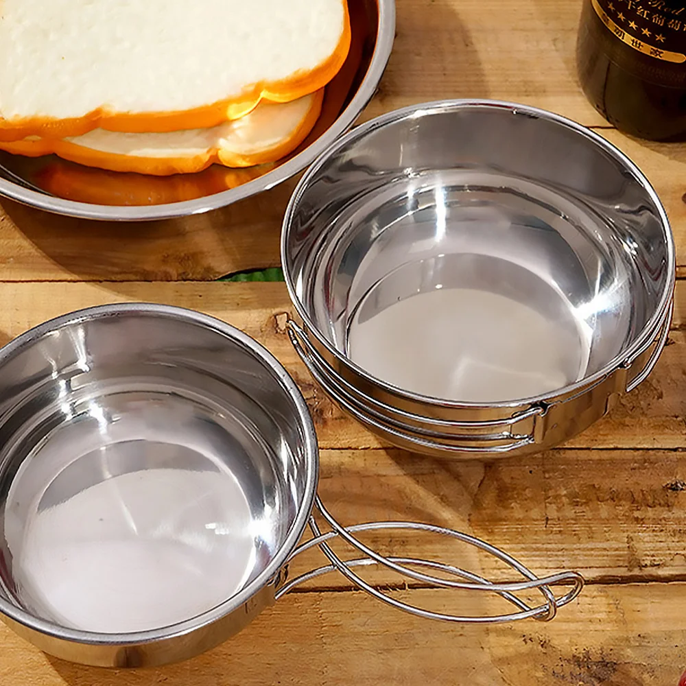 4 шт. портативная миска для еды мини из нержавеющей стали барбекю кемпинга