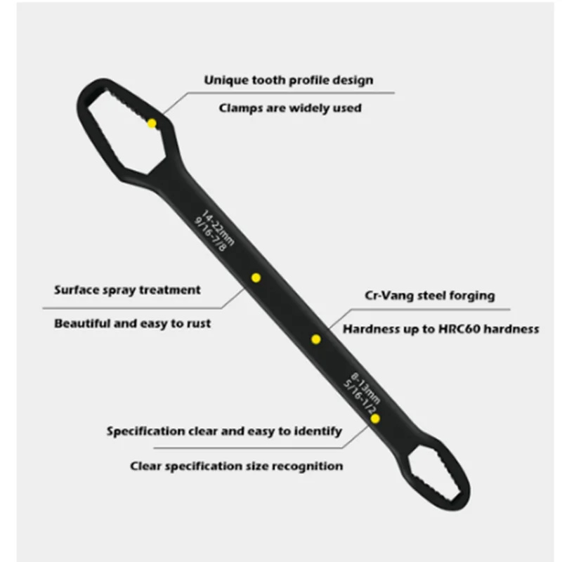

Ratchet Wrench New Type 8-22mm Universal Spanner Double-Head Key Set Screw Nuts Wrenches Car Bicycle Car Repair Hand Tools