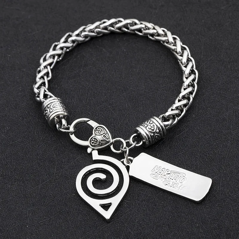 

Anime Naruto Bracelet Konoha Headband Pendant Bracelet For Women Men Cosplay Jewelry Accessories Charm Metal Bracelet