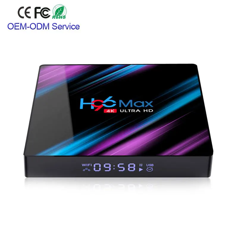 H96 max Rockchip RK3318 четырехъядерный Смарт ТВ бокс Android 9 0 4 ГБ 32 2 4G/5G Wi Fi Bluetooth