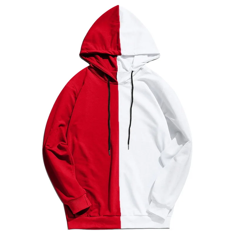 

2022 Spring Long Sleeve Hoodies Fashion Half Black Half White Cool Hoodies Men Patchwork Cotton Sweatshirt Male Hoody Top Clothe