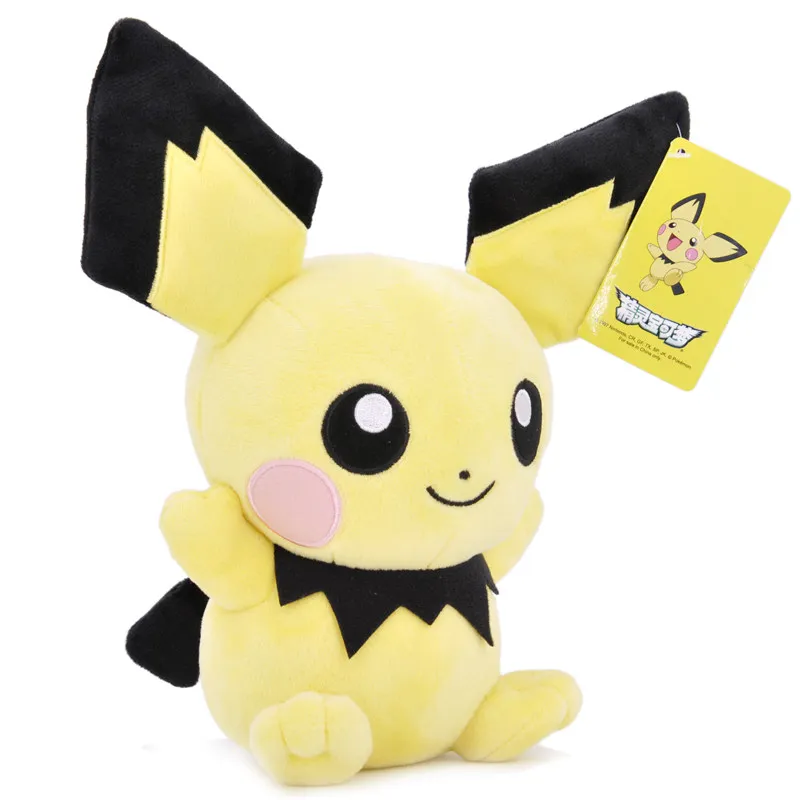 Kawaii Pikachu Charmander Squirtle Bulbasaur Lapras плюшевая кукла мягкая качественная Игрушка Аниме игровой периферический продукт подарки - Цвет: Pichu 22cm