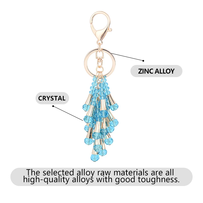 Factory direct crystal beaded tassel car keychain creative ladies bag fashion gift pendant charm mobile phone shell accessories