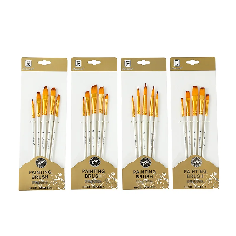 

5Pcs Paint Brushes Set Nylon Painting Brush Short Rod Oil Acrylic Brush Watercolor Pen High Quality Professional Art Supplies