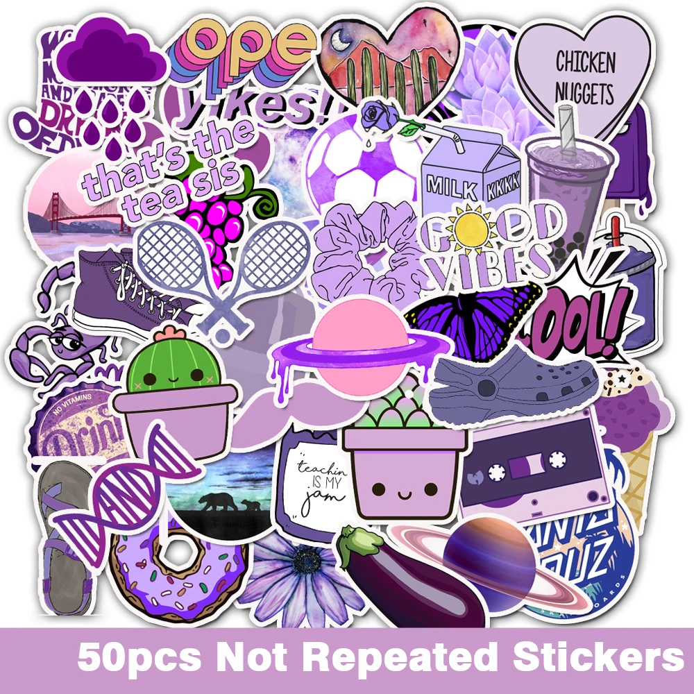AZ049(50pcs) 50 шт., фиолетовые наклейки Vsco с граффити для девочек, для детской игрушки, водонепроницаемые наклейки для чемодана, ноутбука, велосипеда, телефона, шлема, наклейки - Цвет: AZ049(50pcs)