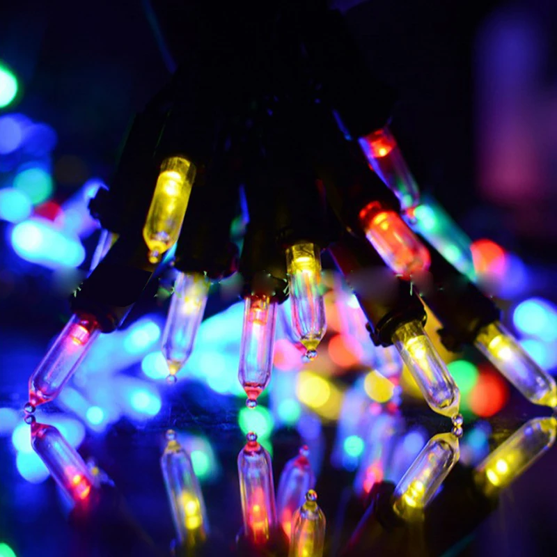 Солнечный светодиодный свет строка 100 светильник на мачте гирлянда из лампочек