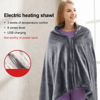 usb heated warm shawl electric heating plush throw blanket heated cape heating lap blanket coral flannel heated blanket hot sale