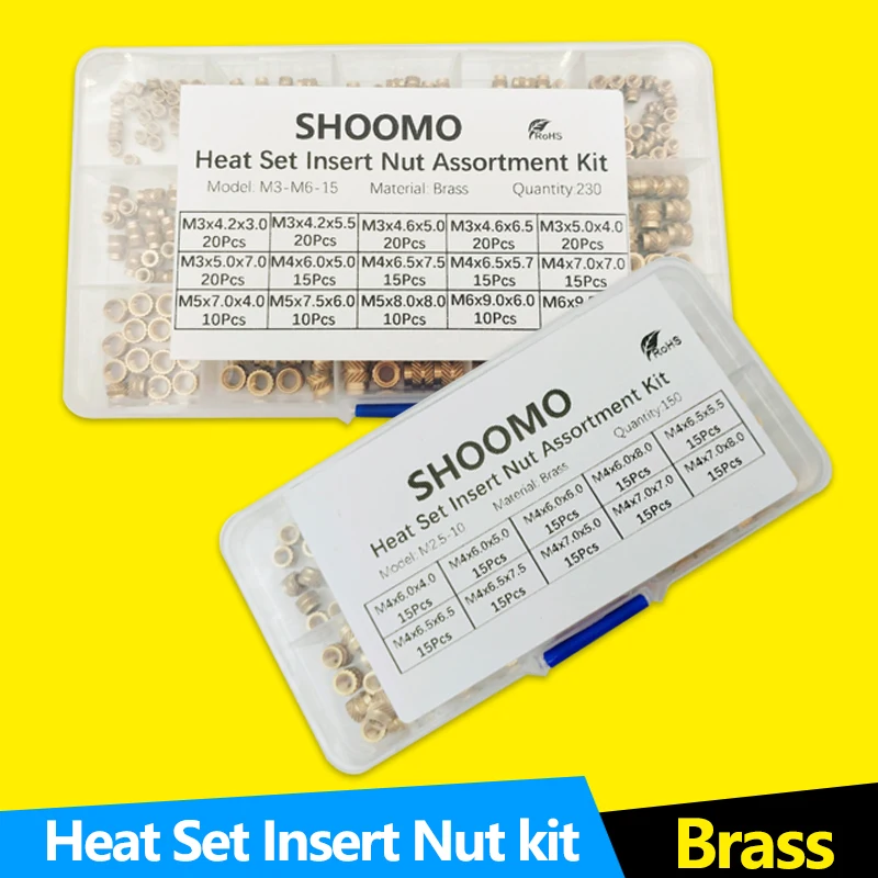 Латунная Встраиваемая накатанная резьба нагревательный набор вставные гайки в