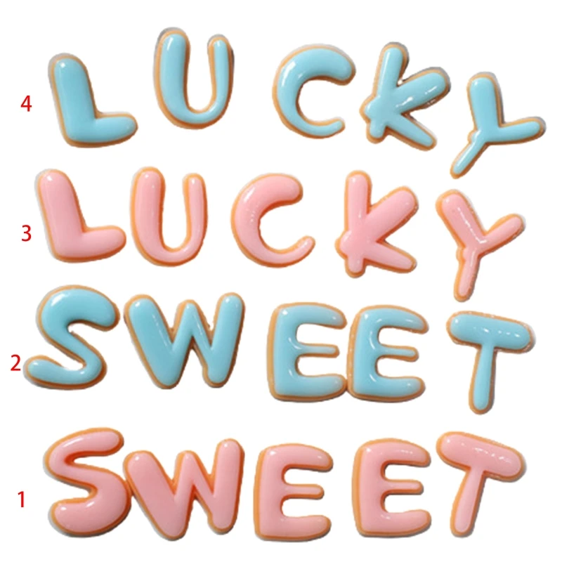

5Pcs Sweet Lucky Alphabet Flatback Cabochon Embellishments Letter Resin Charms for DIY Crafts Scrapbooking Decoration