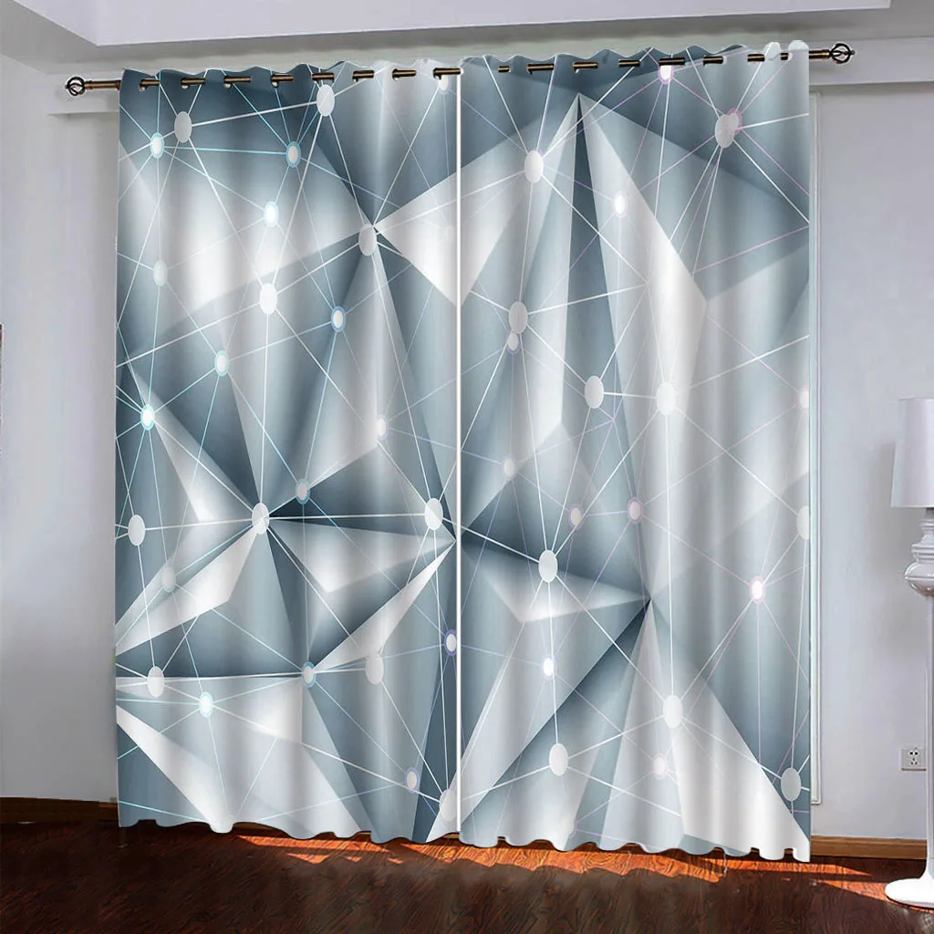 

Photo blue geometry curtains 3D Blackout Curtains Living Room Bedroom Hotel Window 3d stereoscopic curtain