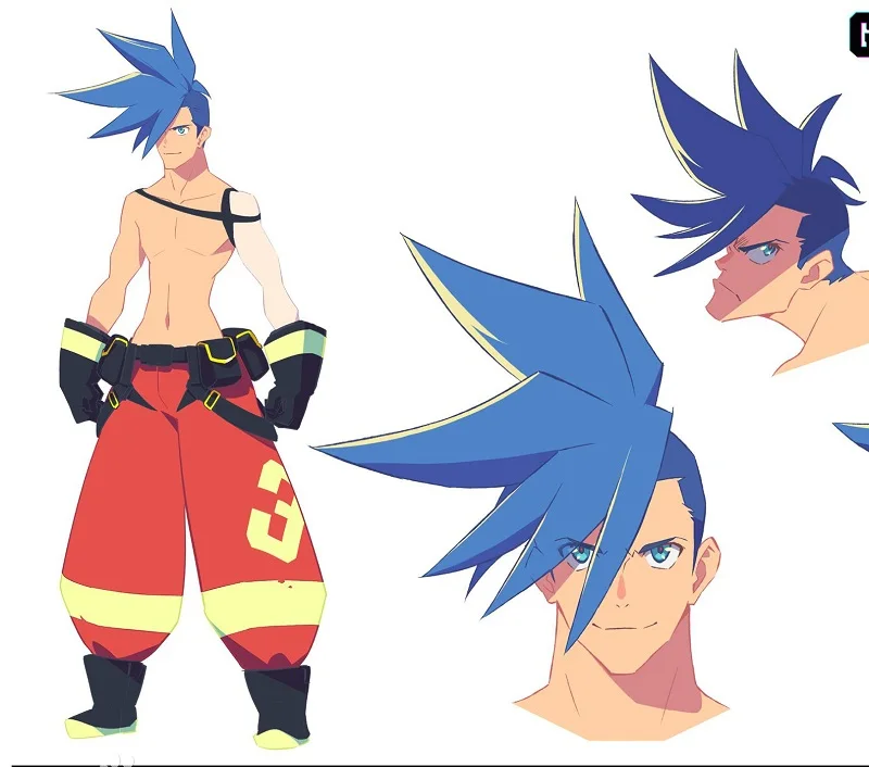 Парик для косплея Galo Thymos PROMARE burn Rescue термостойкие короткие прямые синие