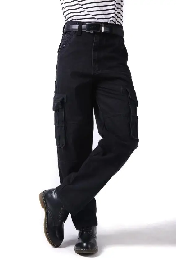 Men Jeans Multi-Pocket Cargo Jeans Hip-hop Denim Pants Men's Large Pocket Denim Trousers Increase Men Casual Skate Jeans