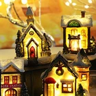 Рождественская сцена, деревенский дом, городское украшение с теплым белым светодиодом, рождественские украшения, детский домашний декор, подарки