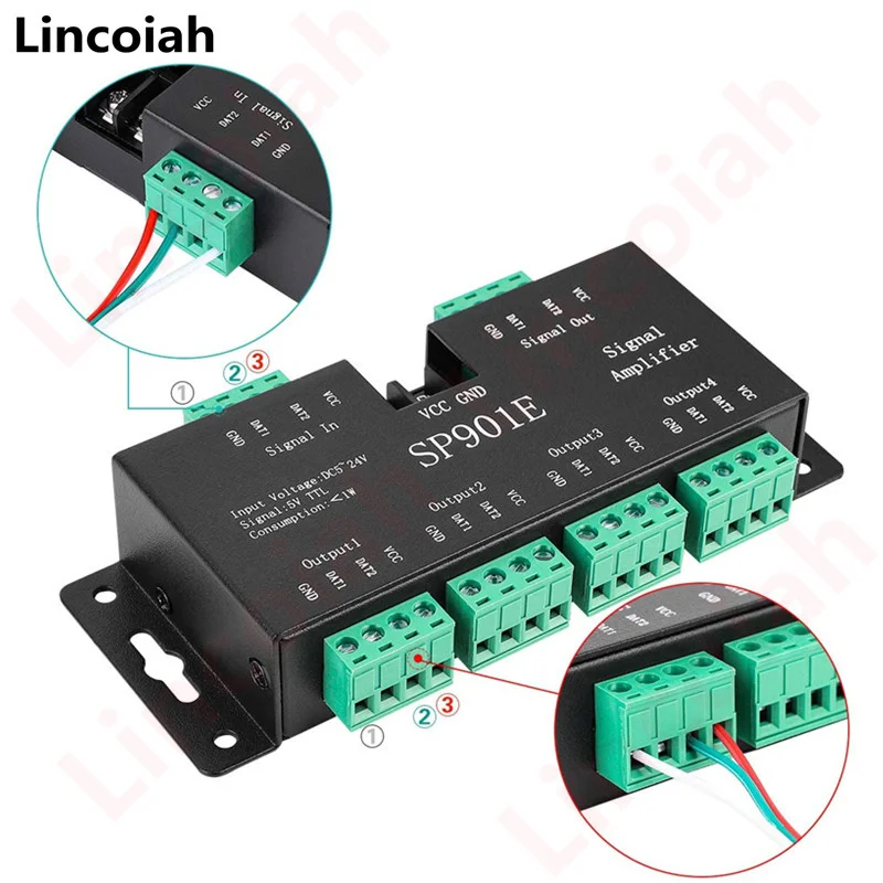 SP901E SPI усилитель сигнала ретранслятор для WS2812B WS2811 WS2813 RGB Адресуемая светодиодная
