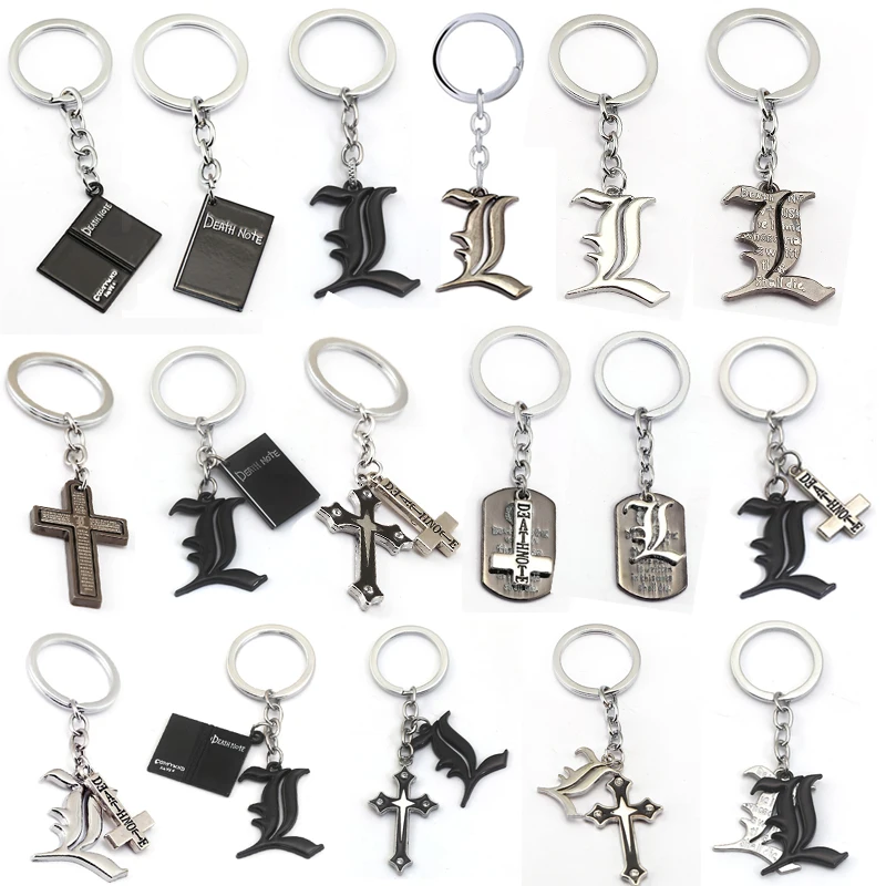 Anime Death Note Keychain Black Note Book Pendant Cosplay Key Chains Figure Toys Double L Chaveiro Jewelry Car Keyholder