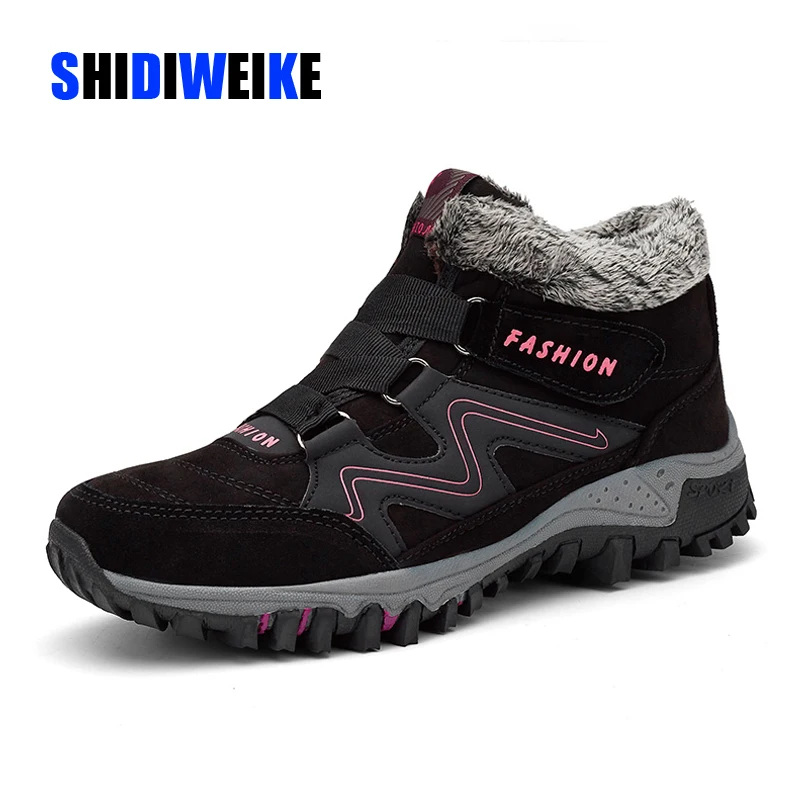 Женские кроссовки на меху и платформе кожаная зимняя повседневная обувь теплая