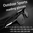Дизайнерские противоскользящие спортивные очки для чтения мужские сверхлегкие CR-39 небьющиеся очки уютная полная оправа черные диоптрийные очки + 125 225