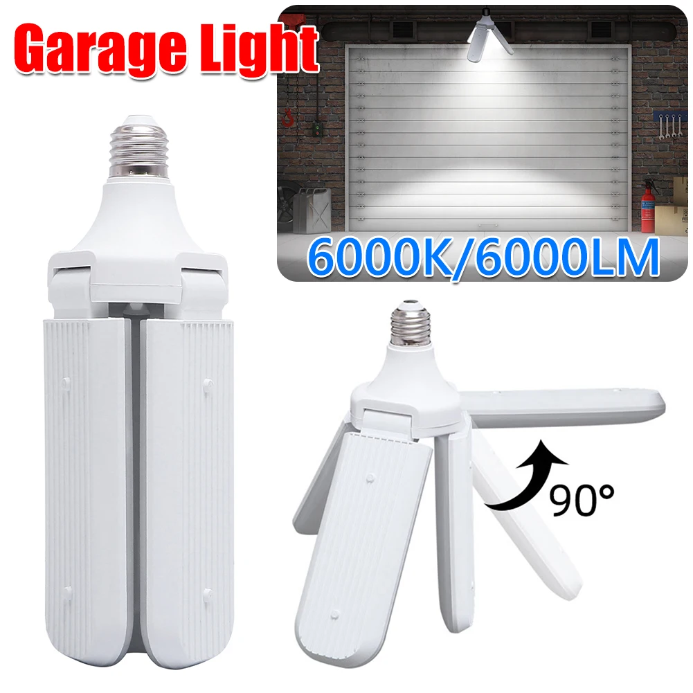 

Car Garage Light E27 6000K 6000LM LED Garage Ceiling Light Fixture Foldable Deformable Work Shop Warehouse Auto Lamp