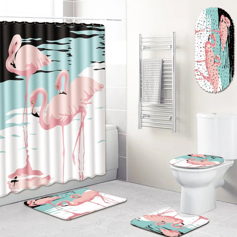 5 шт. коврик для ванной с фламинго впитывающий воду коврики кухни занавеска душа