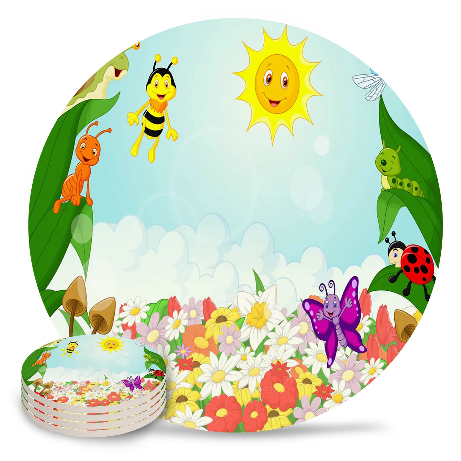 Пчела солнце Стрекоза Улитка животные цветы грибы столовые керамические