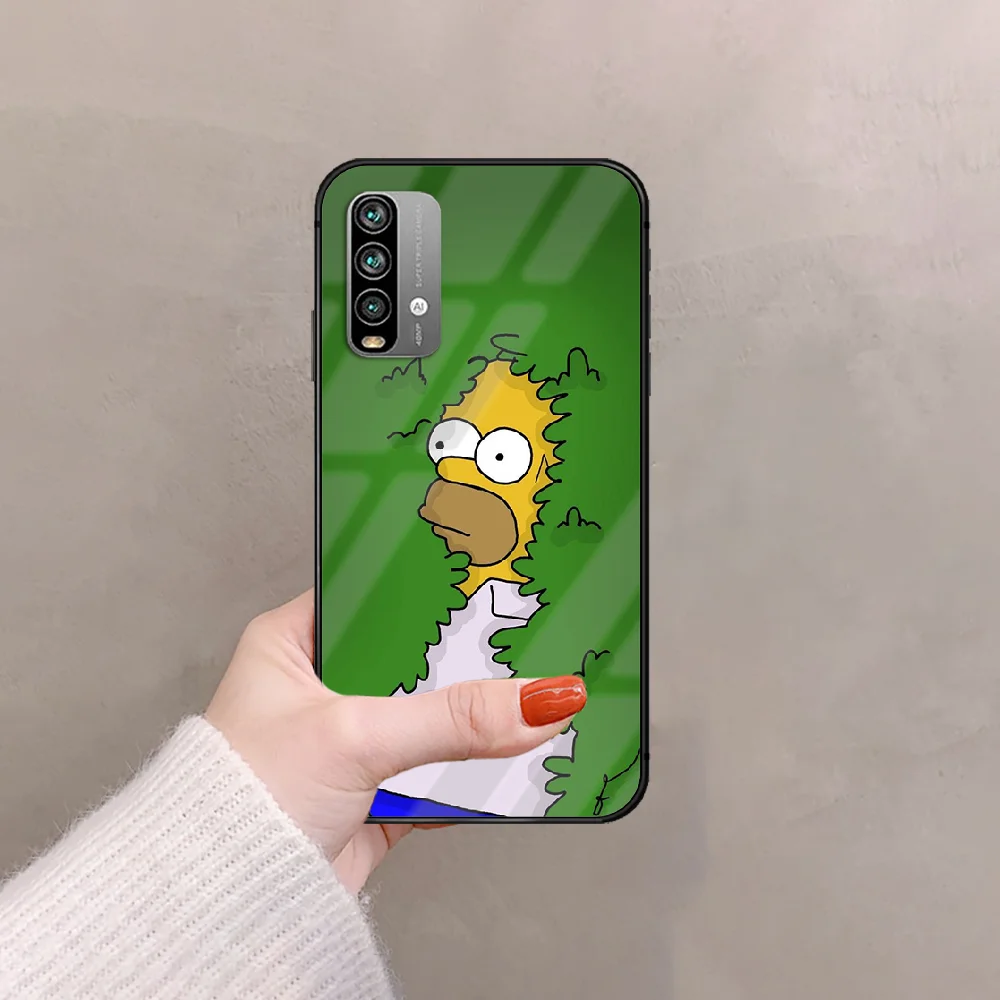 

Cartoon S-Simpson Phone Tempered Glass Case Cover For Xiaomi Redmi Note 7 8 9 10 A C T K40 Pro 3D Hot Luxury Black