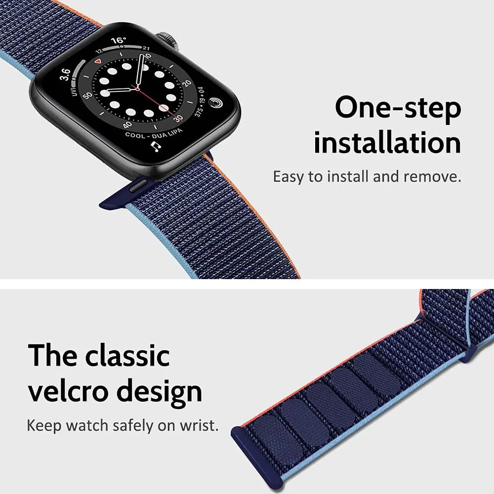 Nylon Solo Loop Strap For Apple Watch Band 38mm 40mm 42mm 44mm 45mm 41mm Adjustable Buckle Belt iwatch Series 1 2 3 4 5 6 se 7