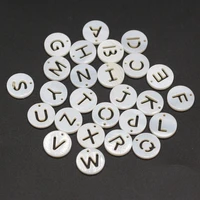 wholesale 2021 new natural shell round 26 initial letter beads with holes connector for diy necklace bracelet making jewelry