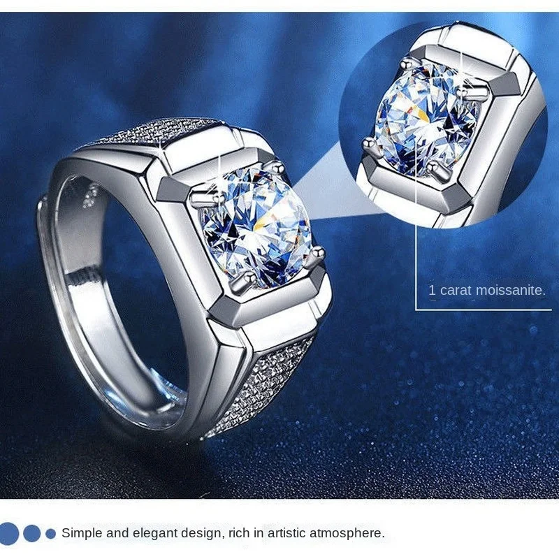 Мужское обручальное кольцо 1ct Платиновое властительное с имитацией муассанита