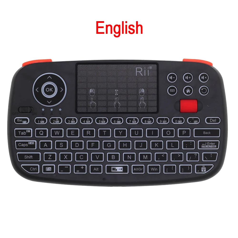 English Version Rii RT726(i4) мини Bluetooth клавиатура русская французская еврейская, испанская 2,4 ГГц воздушная мышь с тачпадом для Android tv Box Mini PC - Цвет: English Version