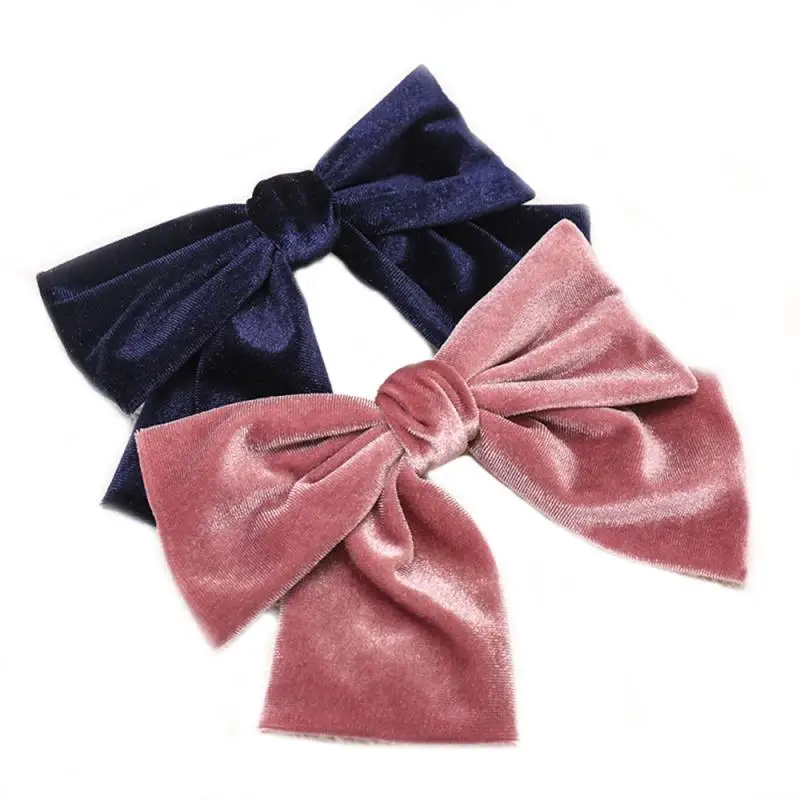 Женская бархатная заколка для волос с большим бантом и узлом корейский модный