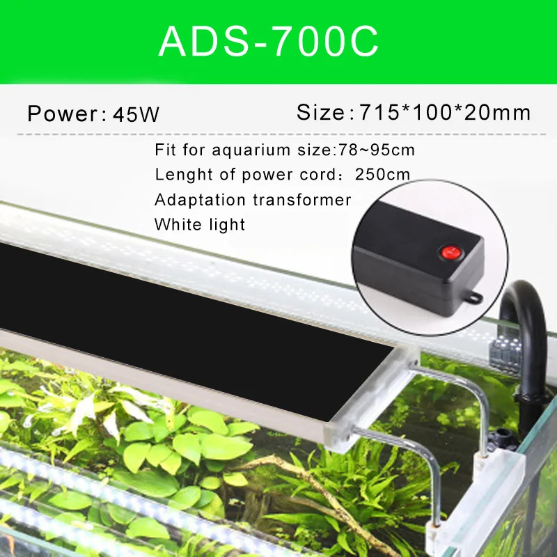 ADS-700C 80 90 100 120 см SUNSUN ADS освещение для аквариума аквариумные растения ультра тонкий супер яркий зажим Светодиодная лампа для аквариума 110 В 220 В - Цвет: ADS-700C