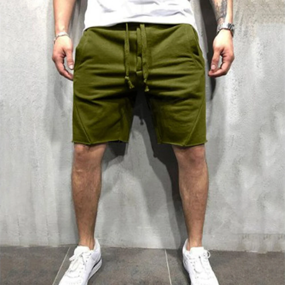 

Mnner Casual Shorts 100% Baumwolle Gerade Original Tuch Zerrissene Saum Hosen Sommer Einfarbig Strand Shorts Sport Hosen