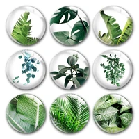handmade jungle forest leaf plants flower round photo glass cabochons demo flat back diy jewelry making findings accessory