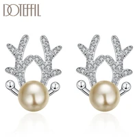 doteffil 925 sterling silver fawn pearl aaa zircon earrings charm women fashion jewelry wedding engagement party gift