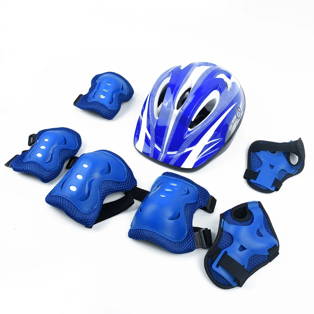 

7pcs Kid Child Roller Skating Bike Helmet Knee Wrist Guard Elbow Pad Pieces Children Roller Skating Head Skateboard Knee Pads